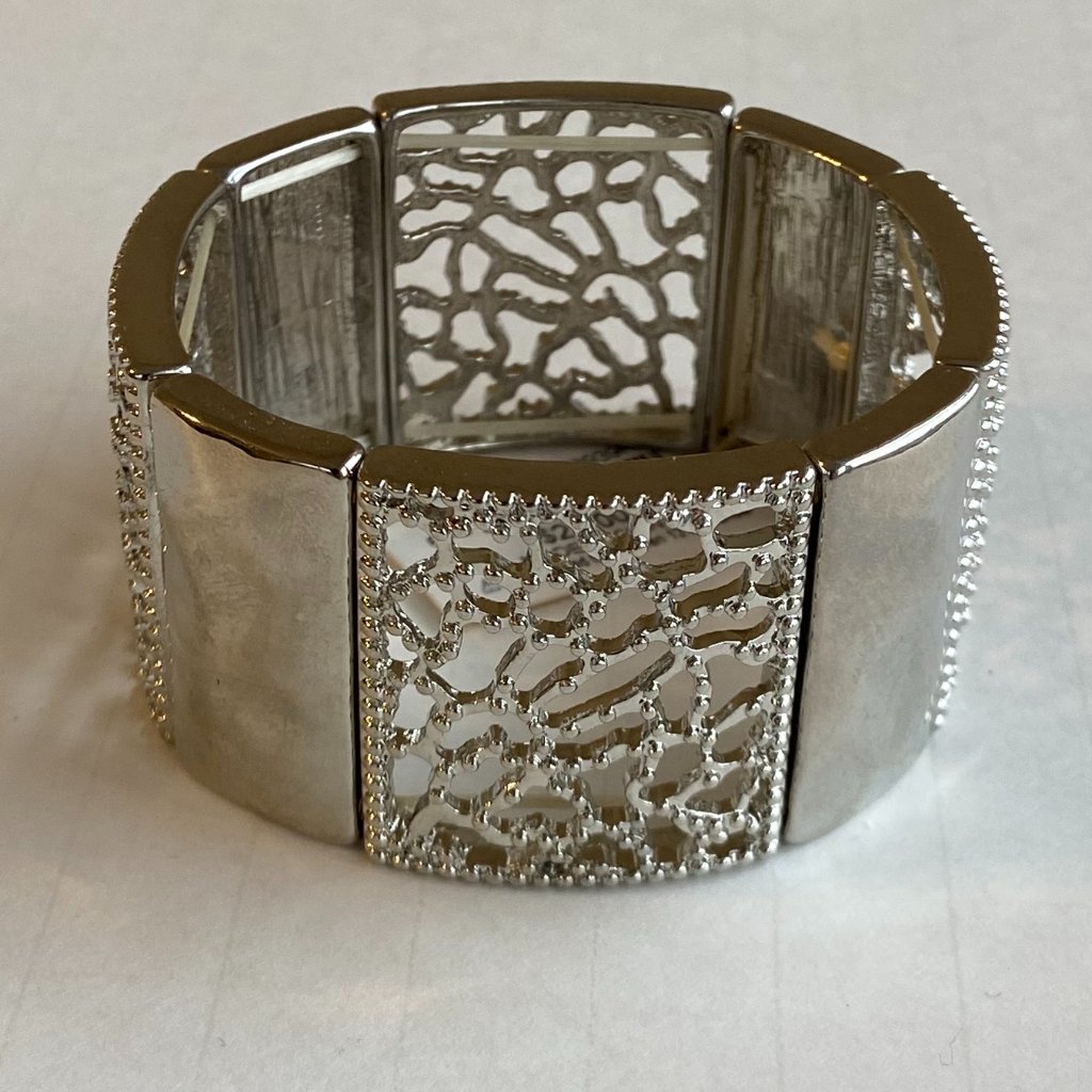 Erica Lyons Silver Toned Decorative Stretch Bracelet